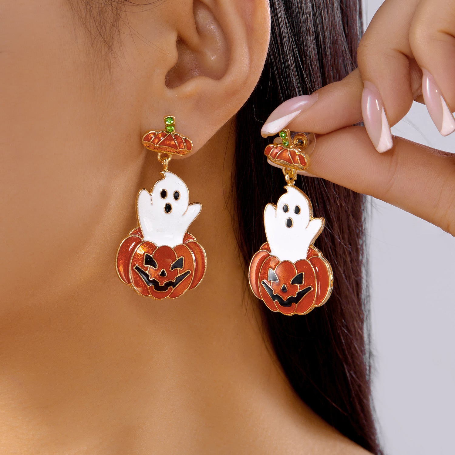 Wholesale  Oil-Dripping Pumpkin Ghost Earrings